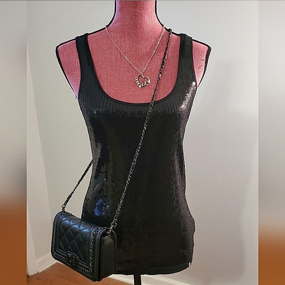 Armani Exchange Black Sequins Tank Top - Medium - Like New‎ - Picture 4 of 10